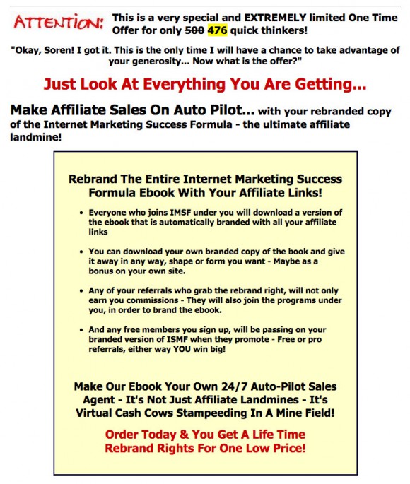 Internet Marketing Success Formula Rebranding E-book offer